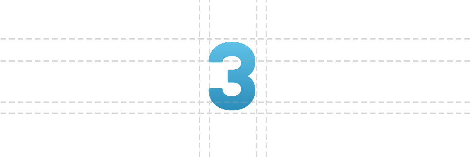 The white risk3sixty logo drawn on a construction grid