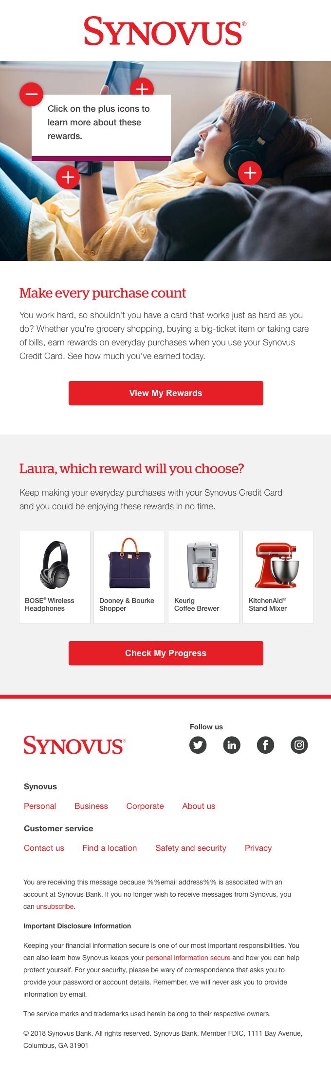 Tap to explore rewards email